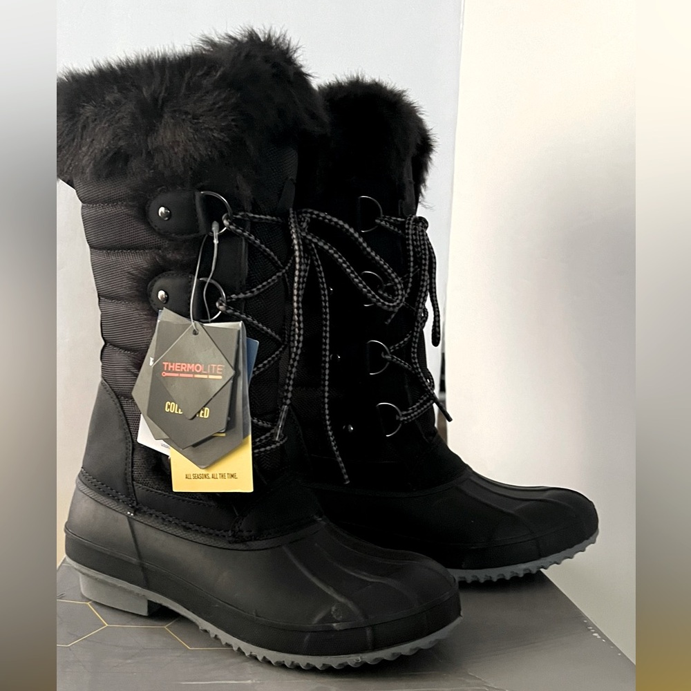Khombu Women's Kandice Tall Lace-Up Faux Fur Winter Snow Boot size 6 M
